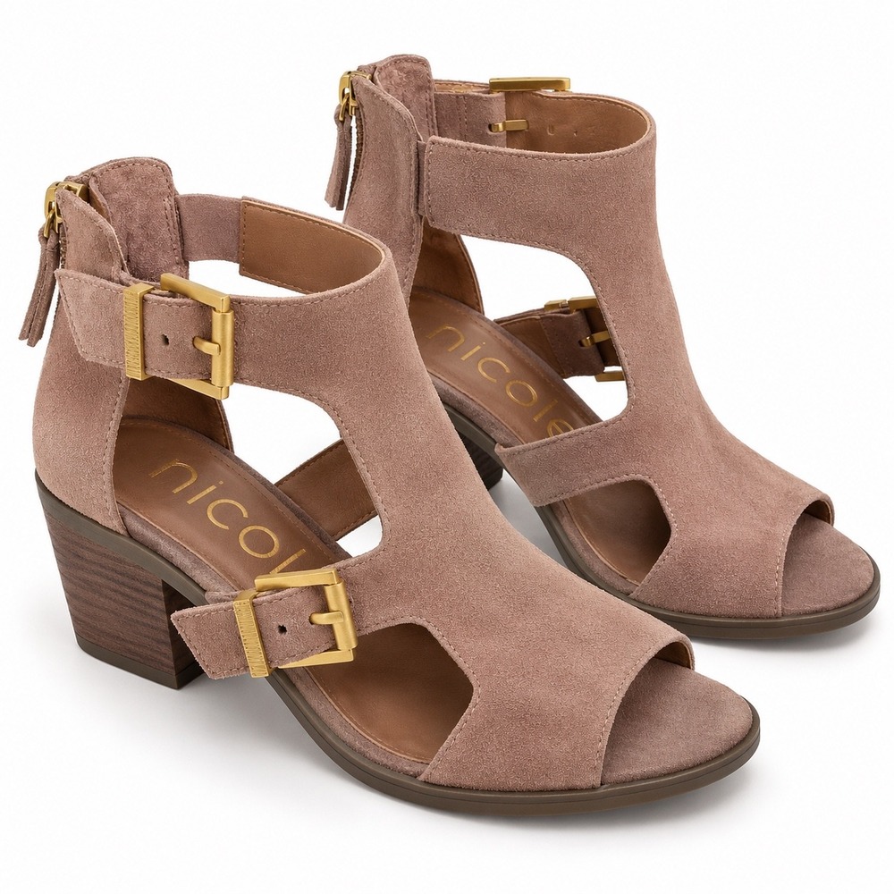 Nicole Womens Jahida Sandals Size 8M Suede Leather Mauve Block Heel Buckle Boho